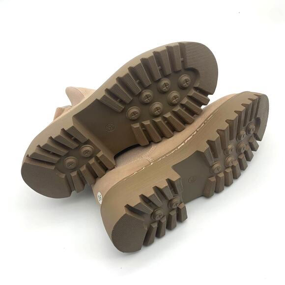 Ankle Platform Boot Womens Size 6 Khaki Faux Suede Booties - Picture 6 of 11